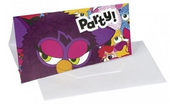 pack 6 invitaciones de la licencia oficial Furby, ideal para cumpleaños, producto de carton