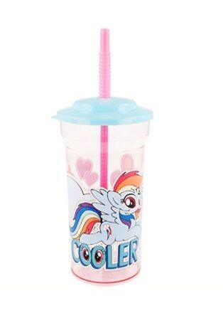 vaso reutilizable con pajita de la licencia my little Pony, producto de plastico libre de BPA, vaso con caña