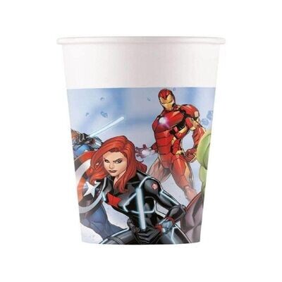 Pack de 8 vasos fiesta, diseño Marvel Avengers, producto de carton, 200ml