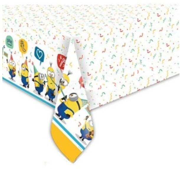 Mantel fiesta 120x180 cm de la licencia oficial MINIONS, ideal para fiestas de cumpleaños