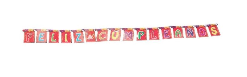 Guirnalda "Feliz cumpleaños", producto de carton, diseño con globos de corazones