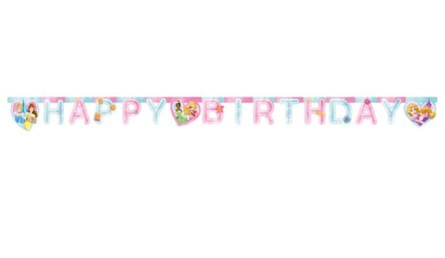 Guirnalda Happy Birthday (Feliz Cumpleaños)  Disney Princesas, producto de carton