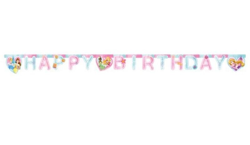 Guirnalda Happy Birthday (Feliz Cumpleaños)  Disney Princesas, producto de carton