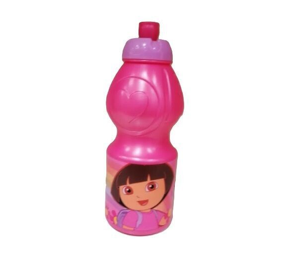 Botella de agua de plástico infantil con cierre anti goteo de 400 ml licencia oficial Dora exploradora
