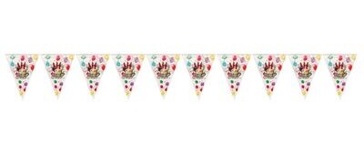 lineal de 10 banderines diseño tarta de feliz cumpleaños