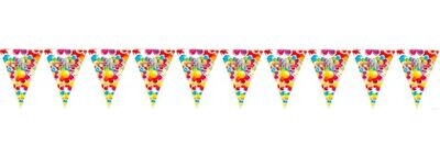 lineal de 10 banderines feliz cumpleaños, diseño flores