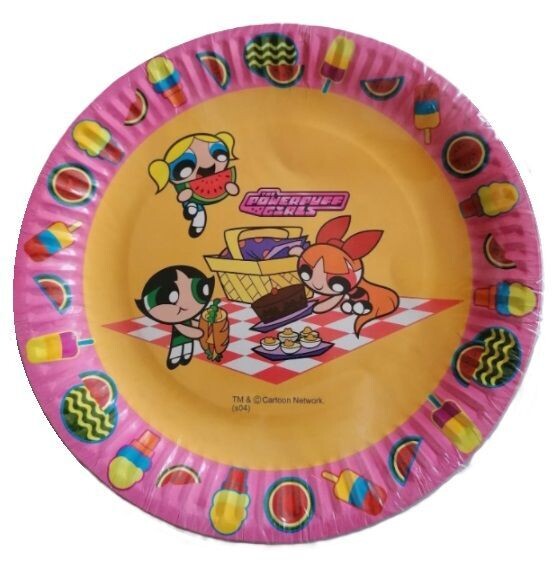 Pack 10 platos para fiesta, 23cm Super Nenas, producto de carton, ideal fiestas de cumpleaños
