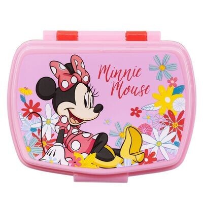 Sandwichera rectangular de la licencia oficial Disney Minnie Mouse, Spring, producto de plástico resistente, ideal para llevar el almuerzo