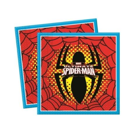 Pack de 20 servilletas de papel para fiestas de cumpleaños, doble hoja, marvel spiderman