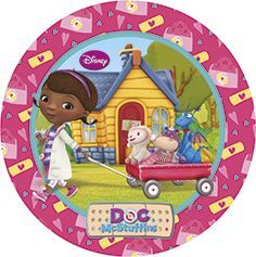 Pack 8 platos de cartón para fiesta, 23 cm, disney doctora Juguetes Doc Mcstuffins
