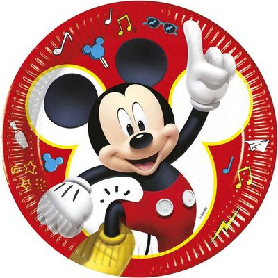 Pack 8 platos de cartón para fiesta, 23cm Mickey mouse, ideal fiestas de cumpleaños