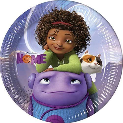 Pack 8 platos de cartón para fiesta, diseño Home, 23cm, ideal fiestas de cumpleaños