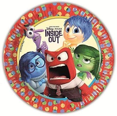 Pack 8 platos de cartón para fiesta, Disney Inside out, del reves, ideal fiestas de cumpleaños