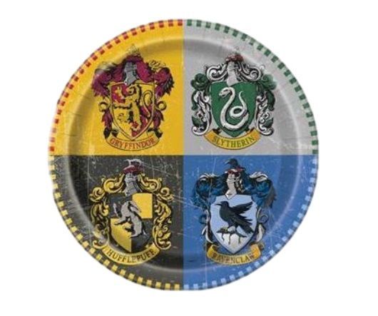 Pack de 8 platos para fiestas de 22 cms, licencia Harry Potter, producto de carton, ideal fiestas de cumpleaños