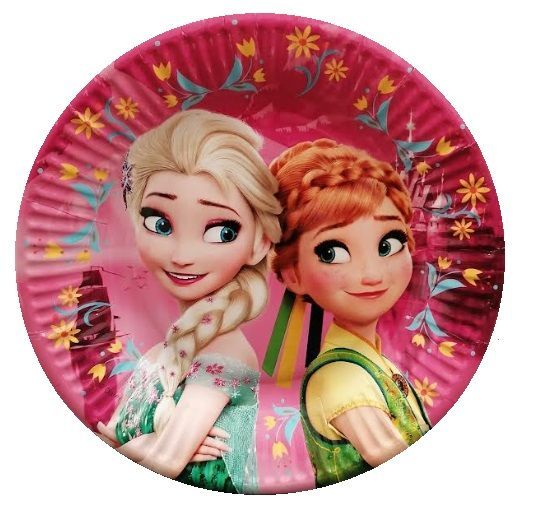 Pack de 6 platos de carton, de la licencia oficial disney Frozen, ideal para fiestas y cumpleaños, diametro:19,5cm