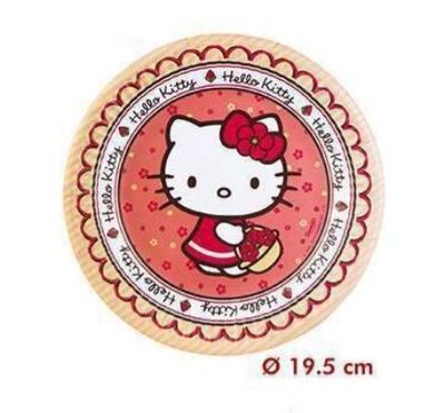 Pack 8 platos de cartón para fiesta, 19,5cm Hello Kitty, ideal fiestas de cumpleaños