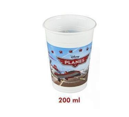 Pack de 10 vasos de plastico para fiestas, 200 ml disney aviones, planes
