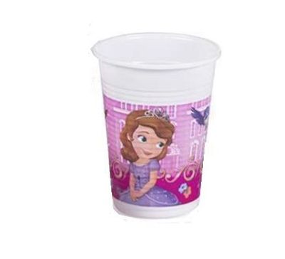 Pack de 10 vasos de plastico para fiestas, 200ml Princesa Sofia