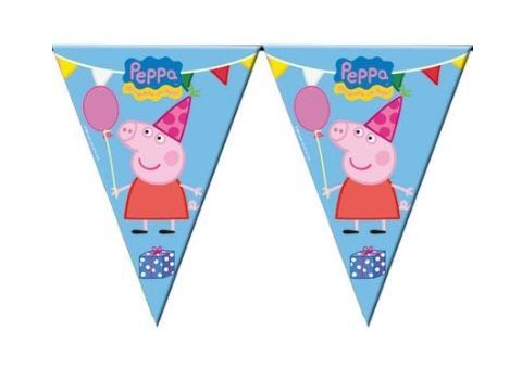 Pack Banderines Peppa pig, 9 banderines, longitud 3mt
