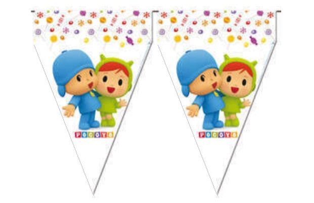 Banderines Pocoyo y Nina, longitud 3mt, banderin 20x30cm