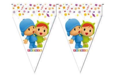 Banderines Pocoyo y Nina, longitud 3mt, banderin 20x30cm