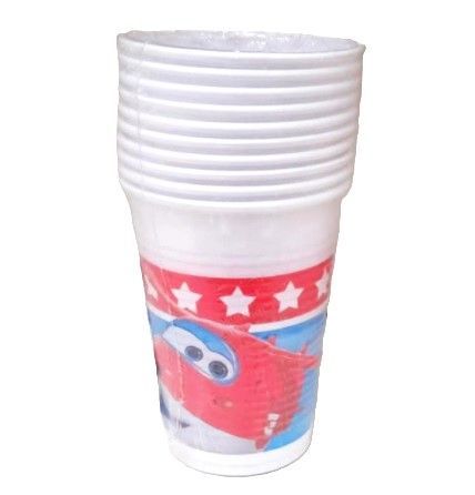 Pack de 10 vasos de plastico para fiestas, 200ml super wings