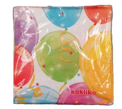 Pack de 20 servilletas de papel para fiestas de cumpleaños, diseño globos y confeti
