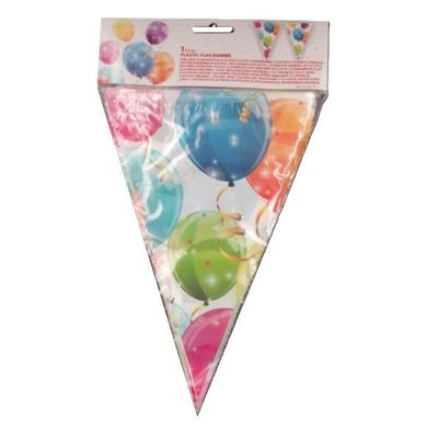 lineal de 10 banderines diseño globos y confeti