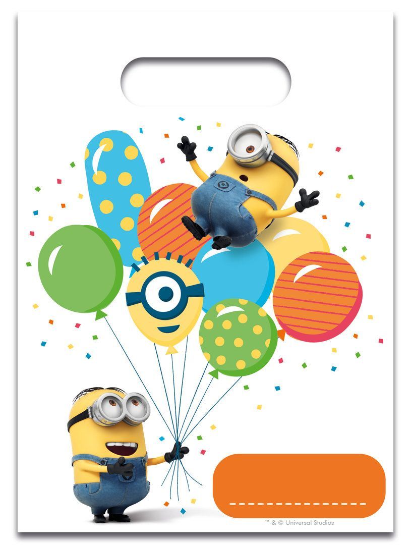 Paquete de 6 party bag 16x23 cm Minions, bolsa para chuches