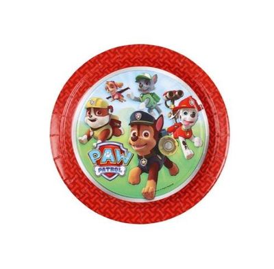 Pack 8 platos fiesta de cartón Patrulla canina, 18cm, ideal fiestas de cumpleaños