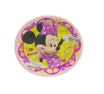 Pack 8 platos de cartón para fiesta, 23 cm Minnie mouse pink, ideal fiestas de cumpleaños