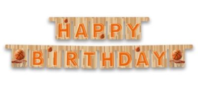 Guirnalda feliz cumpleaños, diseño Baloncesto, producto de carton, 3Mt de largo