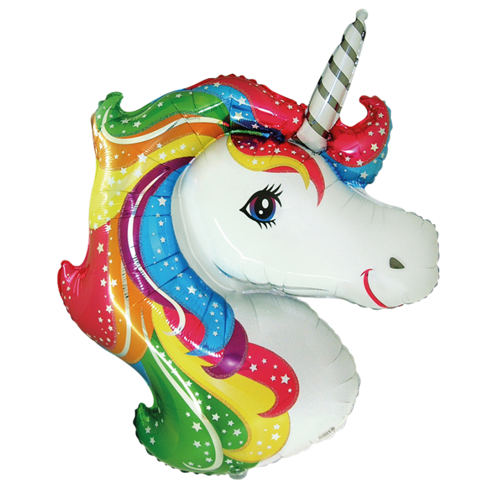 Globo foil cabeza de UNICORNIO, dimensiones:72x101cm, ideal para decorar fiestas de cumpleaños