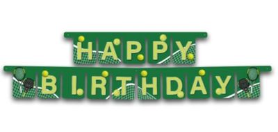 Guirnalda feliz cumpleaños, diseño Tenis y Padel, producto de carton, 3Mt de largo