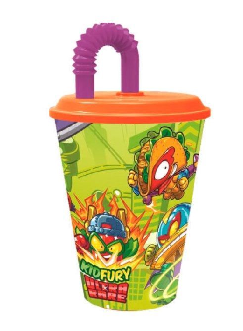 vaso con caña licencia oficial Superthings; 430ml, producto reutilizable, superzings, naranja