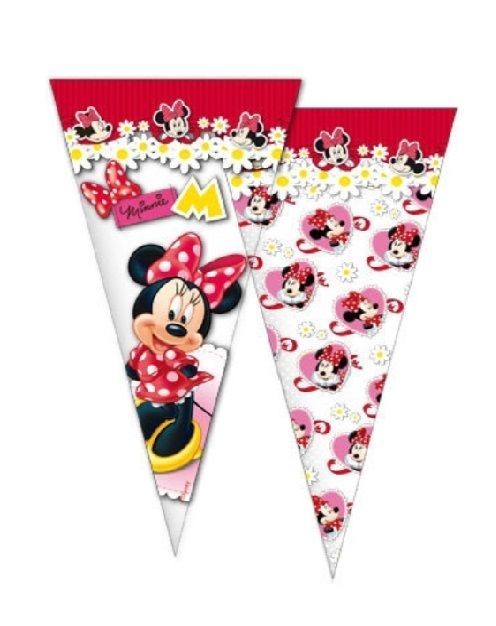 Pack 6 conos de la licencia oficial disney Minnie Mouse, flores, producto de plastico, dimensiones 20x40 cms
