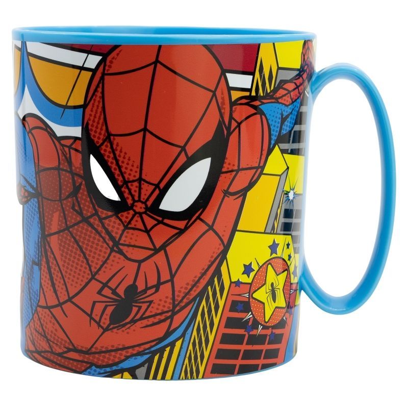 Taza apta para microondas de la licencia oficial Spiderman, capacidad: 390ml, producto de plastico libre de BPA