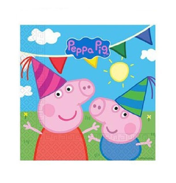 Pack de 20 servilletas de papel para fiestas de cumpleaños, doble hoja, Peppa pig