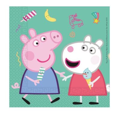 Pack de 20 servilletas de papel para fiestas de cumpleaños, doble hoja, Peppa pig
