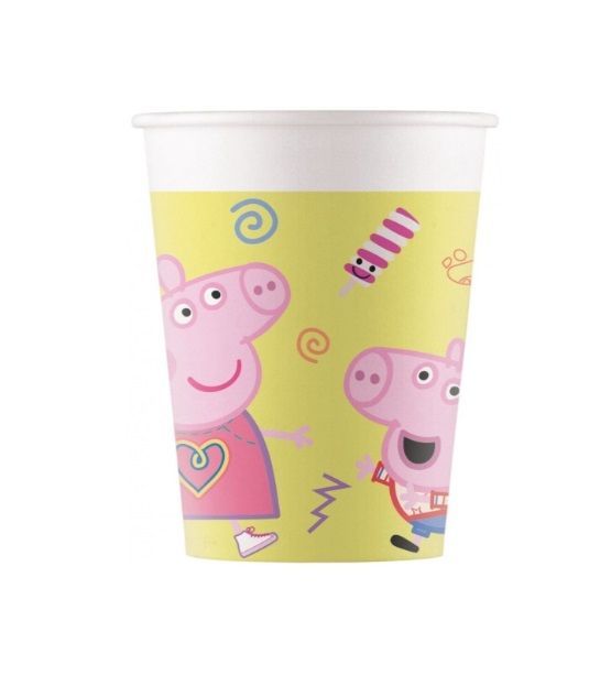 Pack 8 vasos de cartón para fiestas, Peppa pig