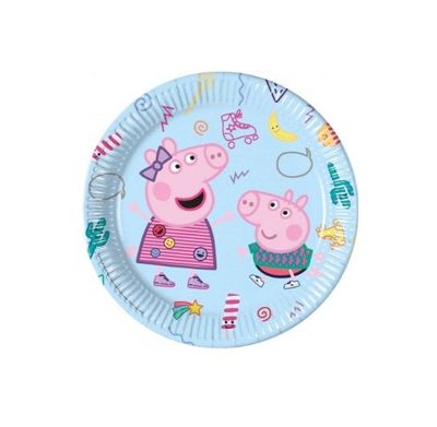 8 platos de cartón 23 cm diseño Peppa Pig, ideal para fiestas y cumpleaños