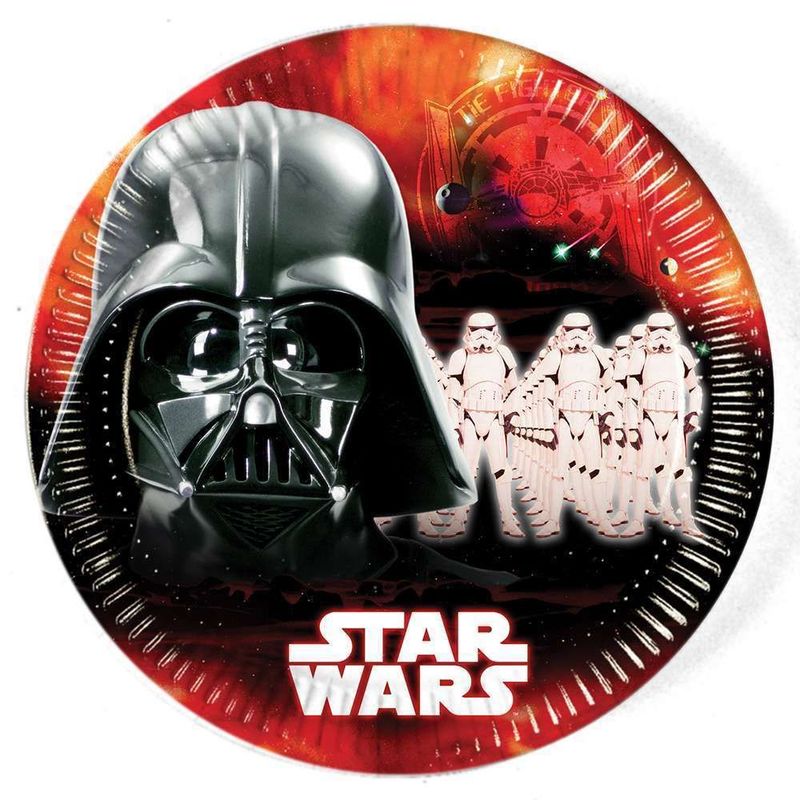Pack 8 platos de cartón para fiesta, Star Wars, diseño imperio, 23cm,  ideal fiestas de cumpleaños