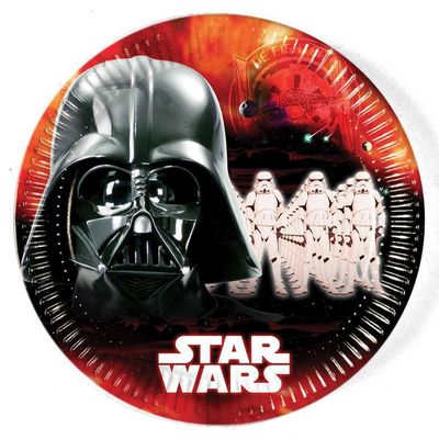 Pack 8 platos de cartón para fiesta, Star Wars, diseño imperio, 23cm,  ideal fiestas de cumpleaños