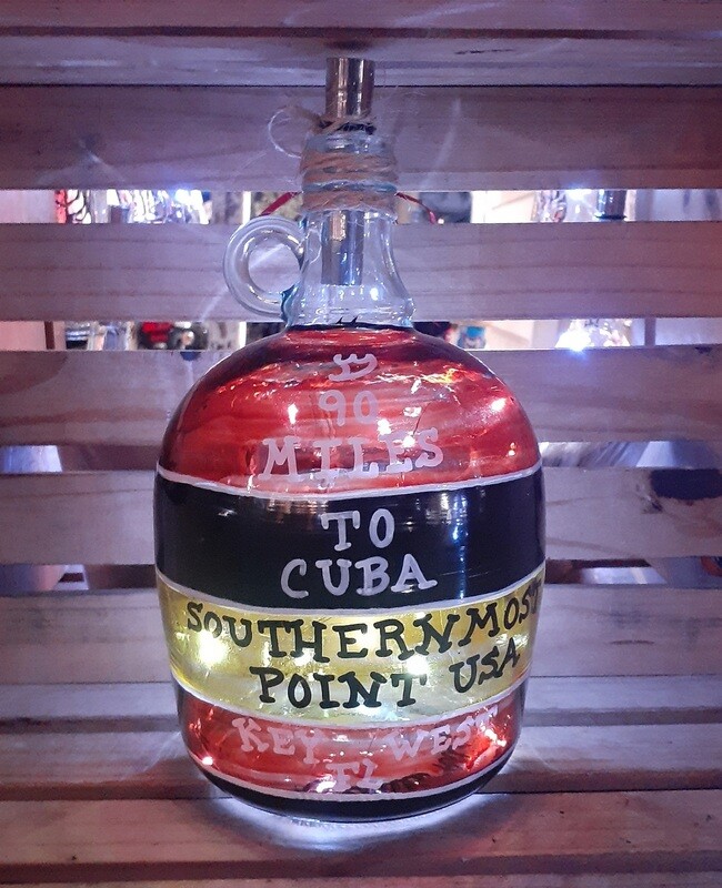 CUSTOM HAND PAINTED RECYCLED SOUTHERNMOST POINT GLASS GALLON JUG