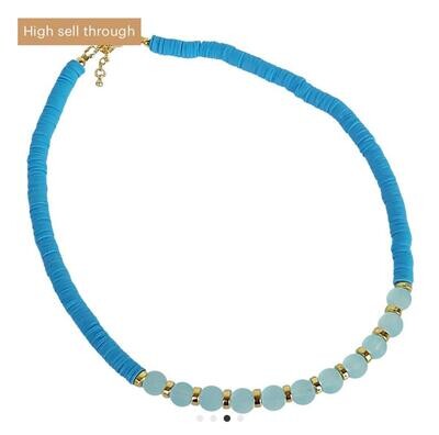 Beach glass and Heishi Beads  Blue