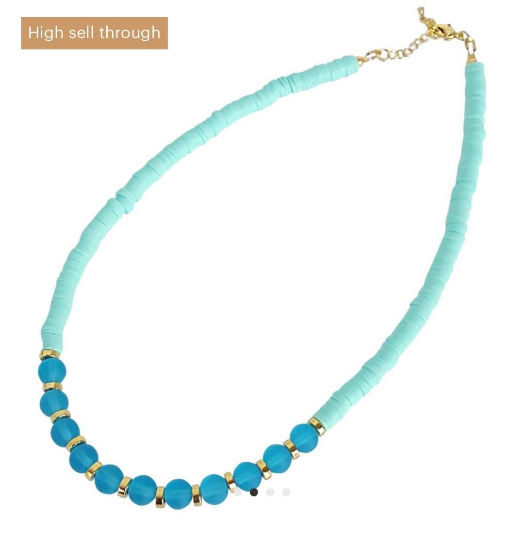 Beach Glass Heishi beads Turquoise