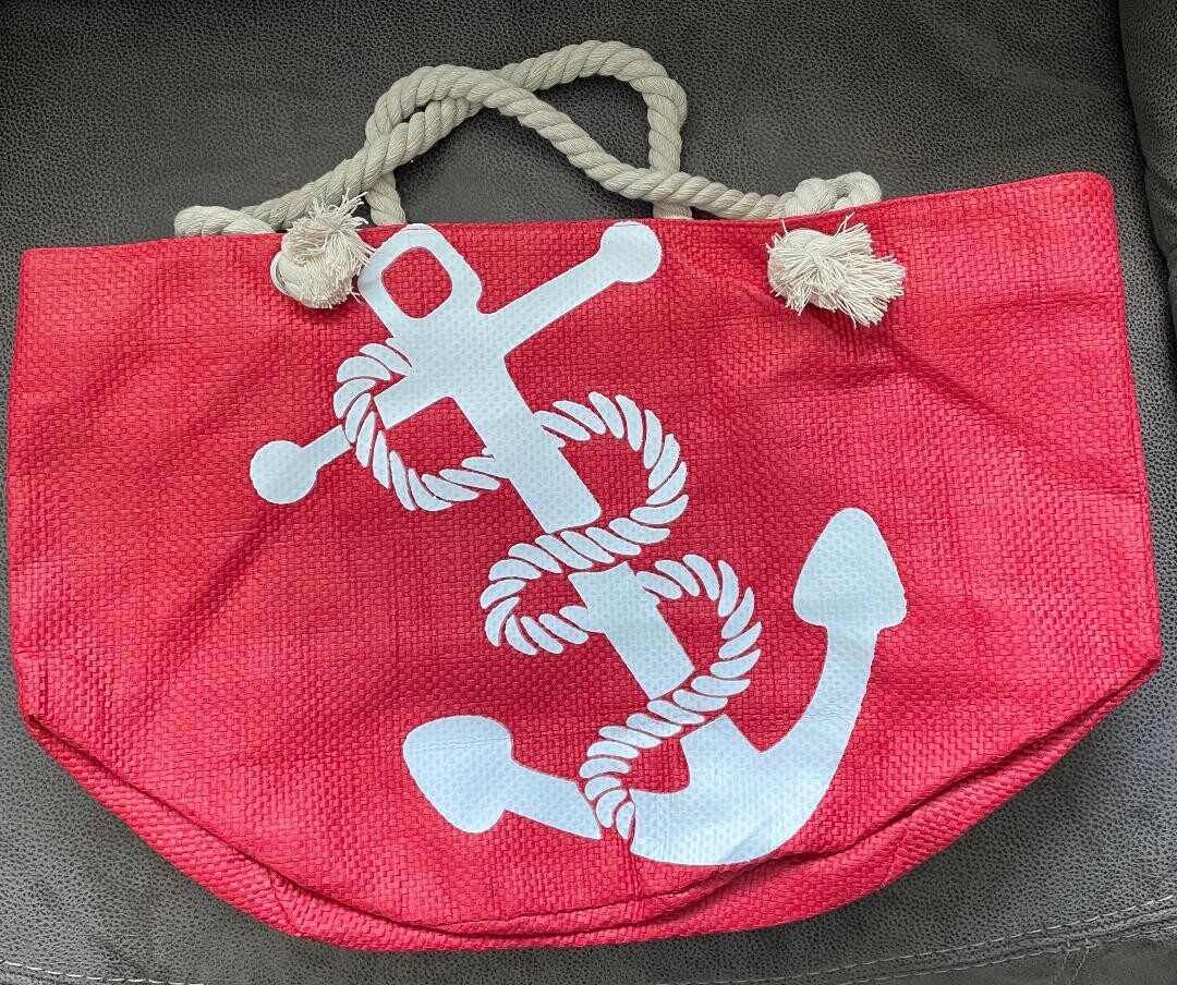 Nautical Anchor Straw Tote