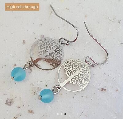 Beach Glass Tree of Life earrings