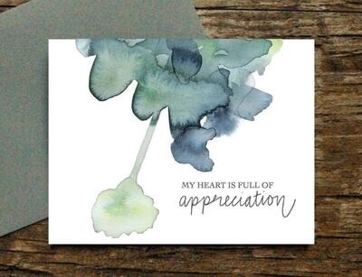 Watercolor Card My Heart is Full of Appreciation