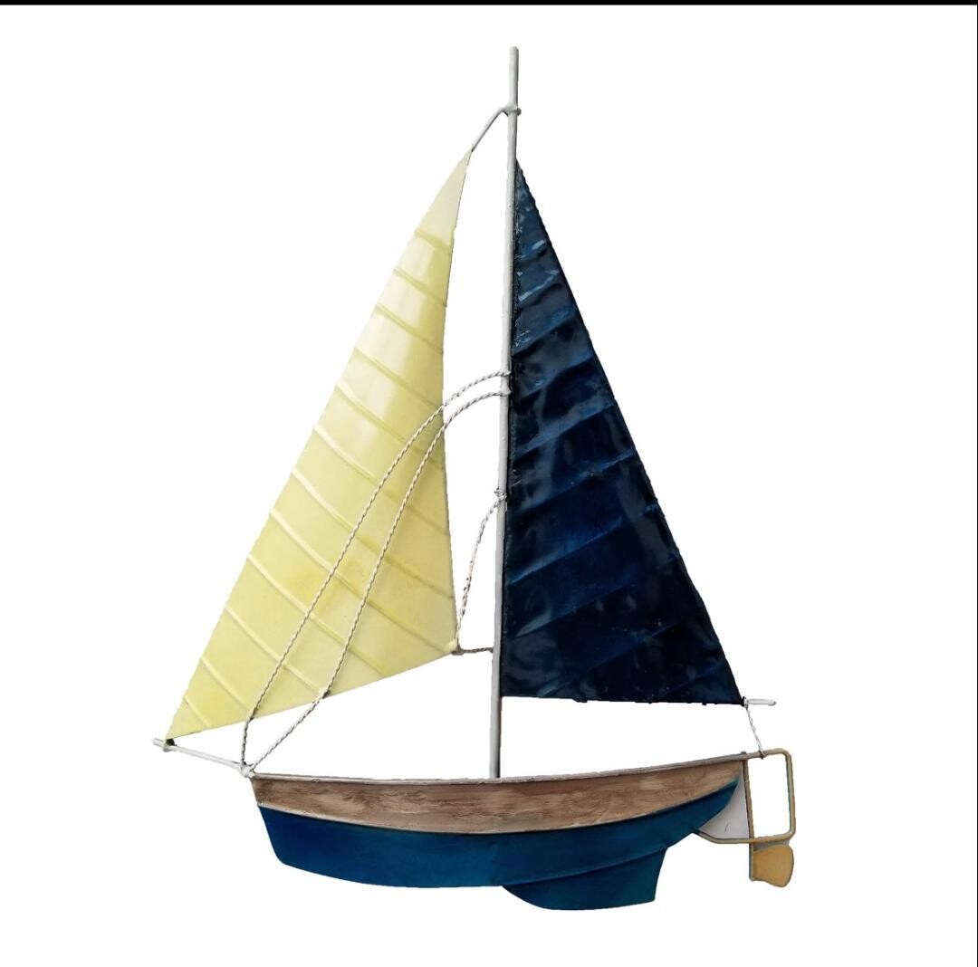 Sailboat Wall Decor White and Blue
